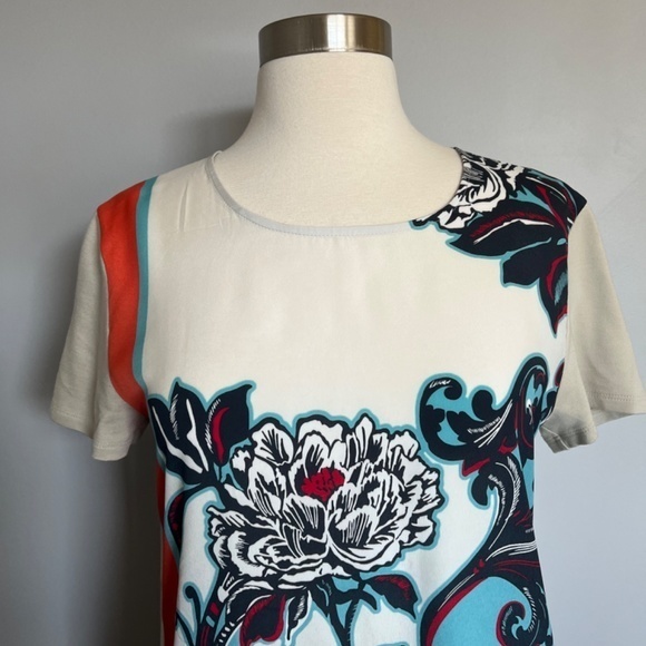 Sportmax Code Sheath Floral Scarf Roses Casual T-shirt Mini Colorblock‎ Dress - Picture 3 of 9